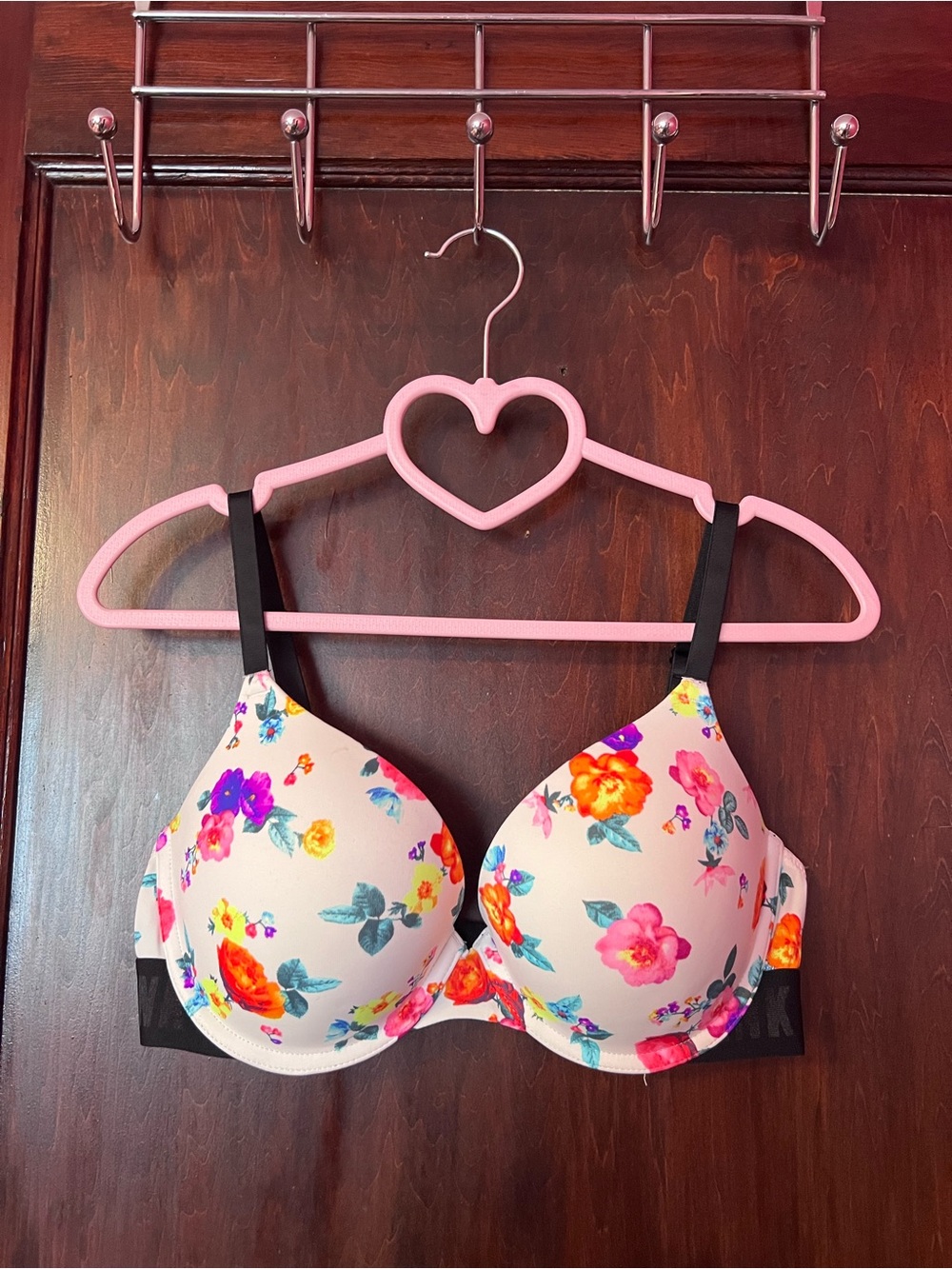 Floral Print Padded T-Shirt Bra - Pink